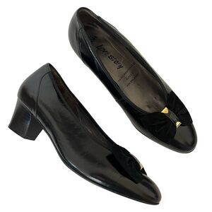 Hassia Love Story Elexa 3 Pumps Black Leather Bow H Width Wide Shoes UK 5 US 7.5